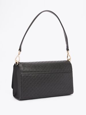 black th monogram debossed shoulder bag for women tommy hilfiger