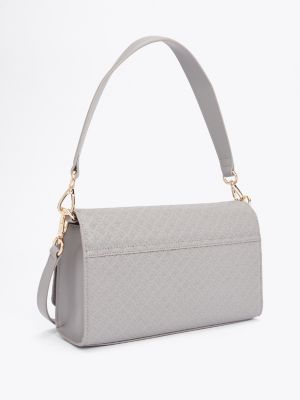 sac porté épaule à monogramme th gaufré gris pour femmes tommy hilfiger