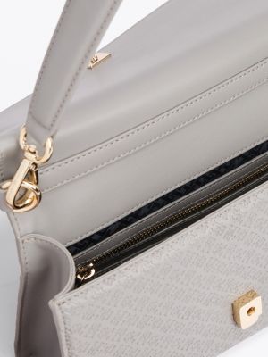 sac porté épaule à monogramme th gaufré gris pour femmes tommy hilfiger