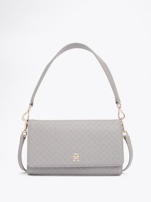 sac porté épaule à monogramme th gaufré gris pour femmes tommy hilfiger