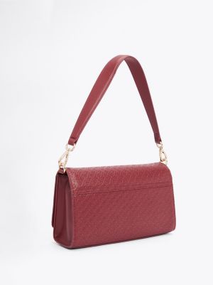 sac porté épaule à monogramme th gaufré rouge pour femmes tommy hilfiger