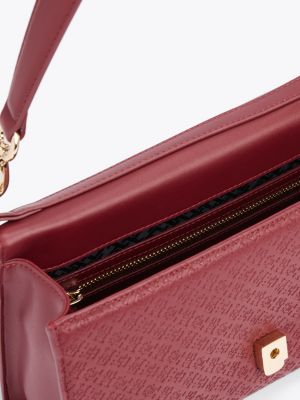 rot schultertasche mit tiefgeprägten th-monogrammen für damen - tommy hilfiger