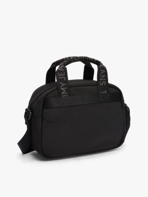 schwarz essential crossbody-tasche mit logomuster für damen - tommy jeans