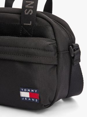 black essential repeat logo crossbody bag for women tommy jeans