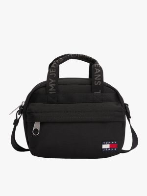 black essential crossbodytas met repeat logo voor dames - tommy jeans