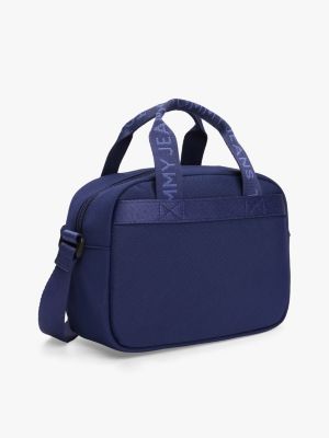 blau essential crossbody-tasche mit logomuster für damen - tommy jeans