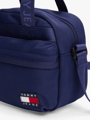 borsa a tracolla essential con logo ripetuto blu da donne tommy jeans