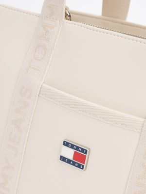 wit essential shopper met repeat logo voor dames - tommy jeans