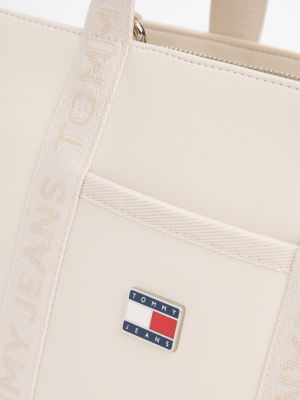 weiß essential tote-bag mit logomuster für damen - tommy jeans