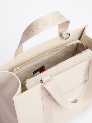 white essential repeat logo tote for women tommy jeans