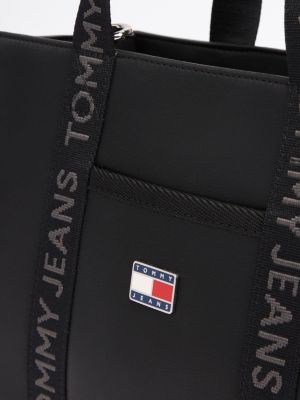 black essential repeat logo tote for women tommy jeans