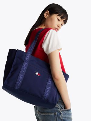 borsa tote essential con logo blu da donne tommy jeans