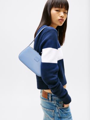 blue essential tonal logo shoulder bag for women tommy jeans