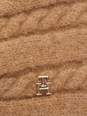 beige stirnband mit zopfmuster und alpakawolle für damen - tommy hilfiger