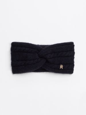 blue cable knit headband with alpaca for women tommy hilfiger