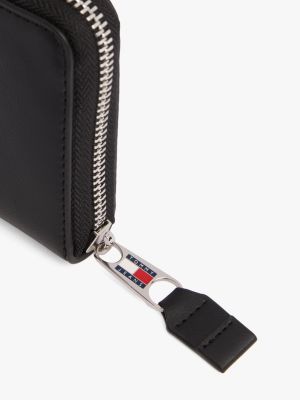 black essential logo zip-around wallet for women tommy jeans