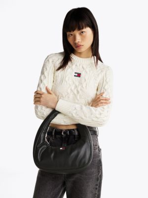 black padded handle shoulder bag for women tommy jeans