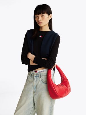 red padded handle shoulder bag for women tommy jeans