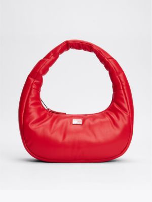 red padded handle shoulder bag for women tommy jeans