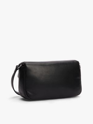 schwarz crossbody-tasche mit gepolsterter klappe für damen - tommy jeans