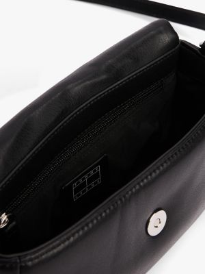 schwarz crossbody-tasche mit gepolsterter klappe für damen - tommy jeans