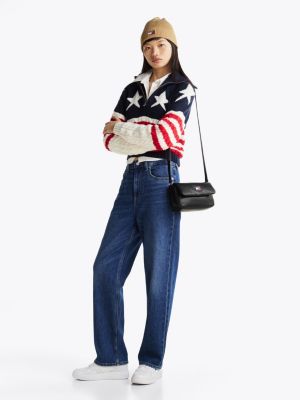 black padded flap crossbody bag for women tommy jeans