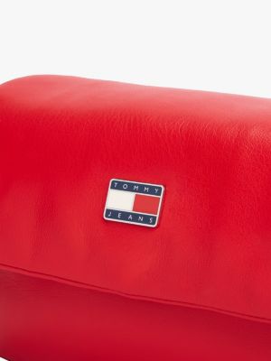 red padded flap crossbody bag for women tommy jeans