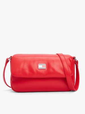 red padded flap crossbody bag for women tommy jeans