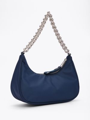 blue iconic chain strap shoulder bag for women tommy jeans