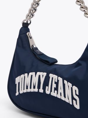 blau iconic schultertasche mit kettenriemen für damen - tommy jeans