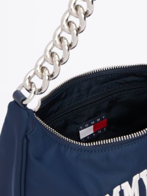 blue iconic chain strap shoulder bag for women tommy jeans