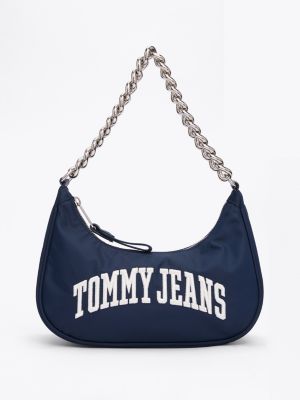 blue iconic chain strap shoulder bag for women tommy jeans