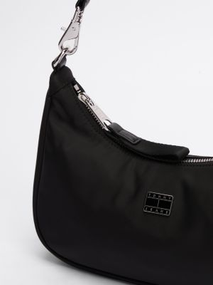 black iconic tonal logo shoulder bag for women tommy jeans