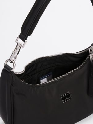 black iconic tonal logo shoulder bag for women tommy jeans