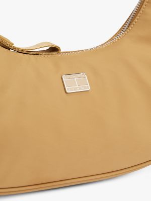 khaki iconic tonal logo shoulder bag for women tommy jeans