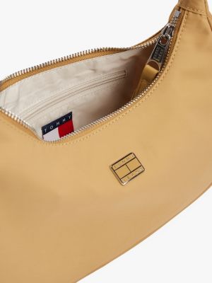 khaki iconic schultertasche mit gleichfarbigem logo für damen - tommy jeans