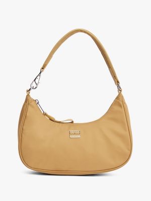 khaki iconic tonal logo shoulder bag for women tommy jeans