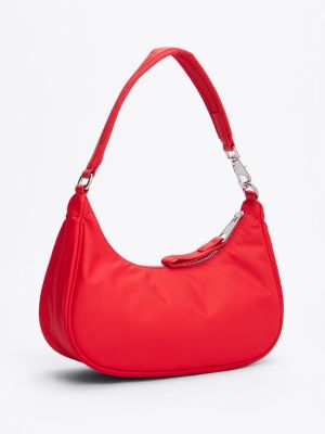 red iconic tonal logo shoulder bag for women tommy jeans