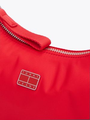 red iconic tonal logo shoulder bag for women tommy jeans