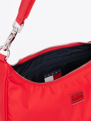 red iconic tonal logo shoulder bag for women tommy jeans