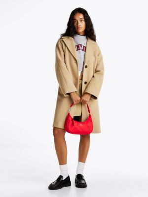 red iconic tonal logo shoulder bag for women tommy jeans