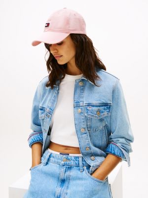 pink heritage plaque baseball cap for women tommy jeans