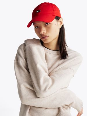 red heritage plaque baseball cap for women tommy jeans