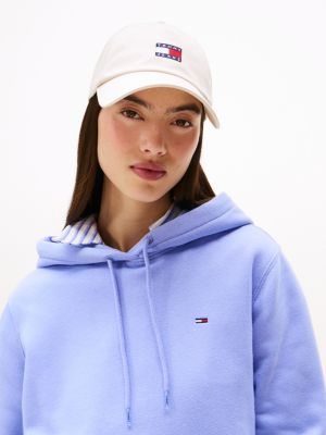 white heritage logo patch baseball cap for women tommy jeans