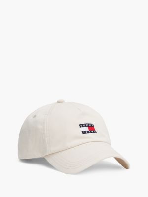 white heritage logo patch baseball cap for women tommy jeans