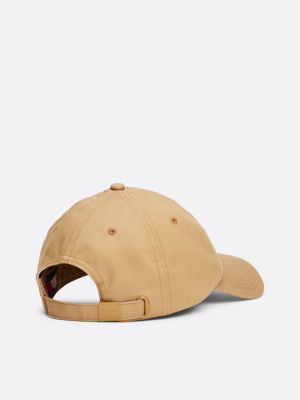 beige heritage logo patch baseball cap for women tommy jeans