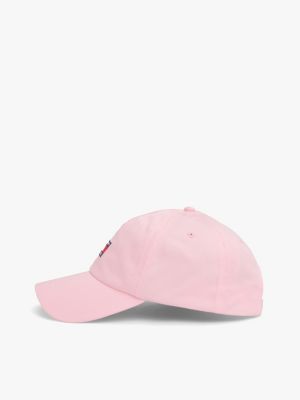 pink heritage logo patch baseball cap for women tommy jeans