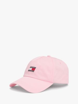 pink heritage logo patch baseball cap for women tommy jeans