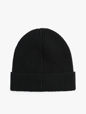 zwart varsity beanie met logo voor dames - tommy jeans