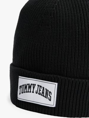 schwarz varsity beanie mit logo für damen - tommy jeans